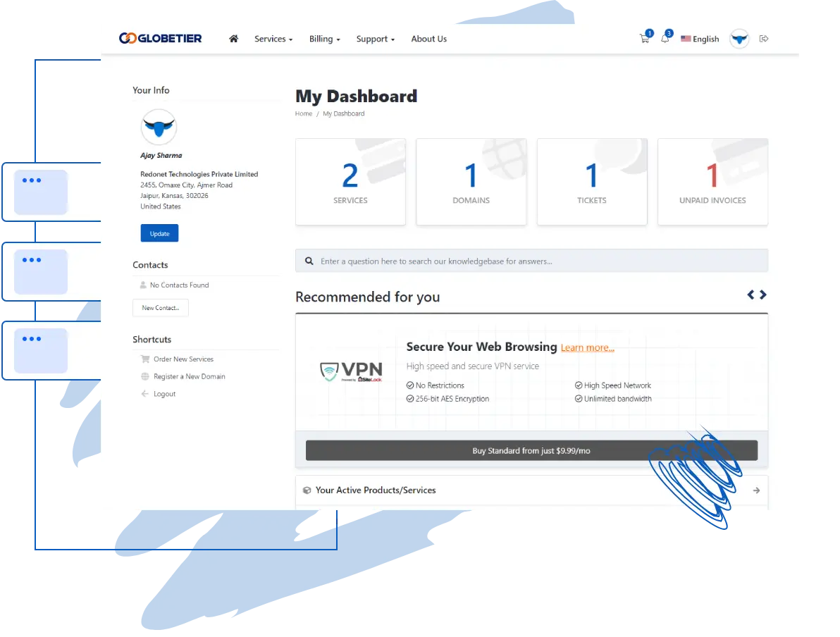 Single place to manage all your hosting needs